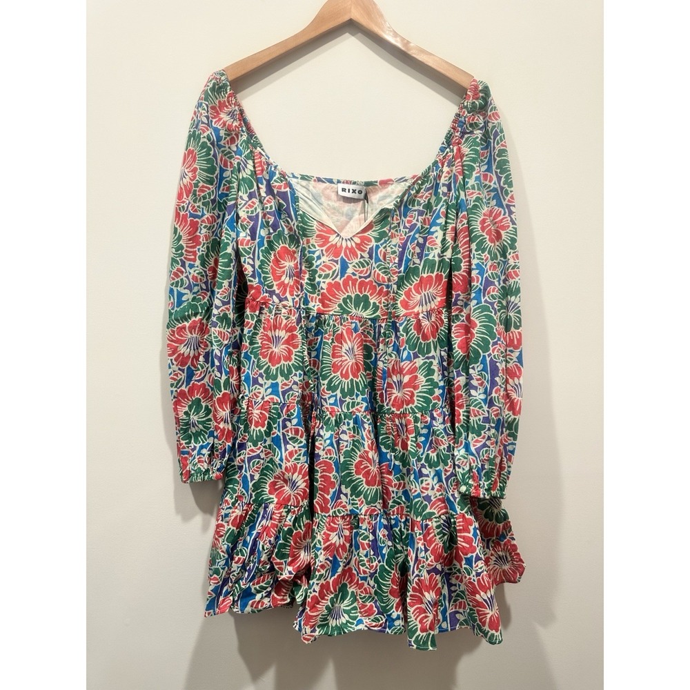 Rixo London NWT Roxy Hibiscus Floral print mini dress‎ Size XS/8